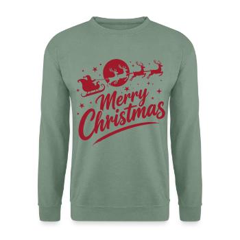 Fröhliche Weihnacht Silhouette Schlitten - Unisex Pullover - Graugrün - Vorne