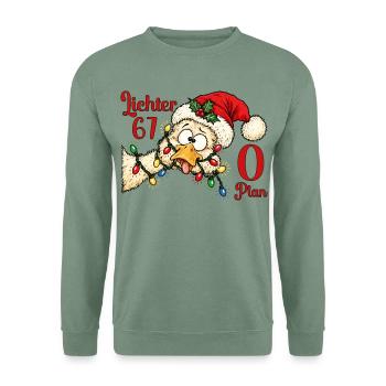 67 Lichter, 0 Plan - Chaos Lustig Xmas - Unisex Pullover - Graugrün - Vorne