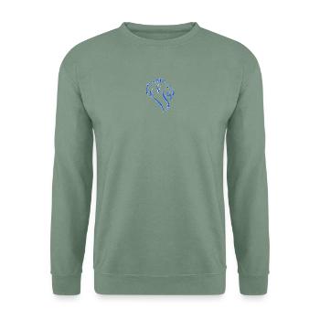 Neon Blue Lion Umrisskunst - Unisex Pullover - Graugrün - Vorne