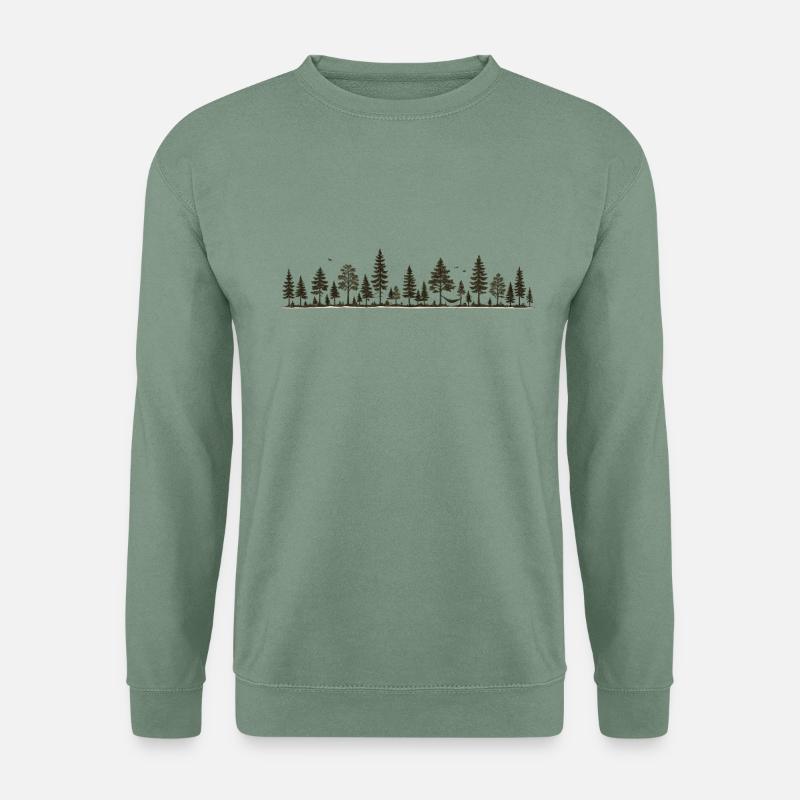 Waldsilhouette Baumlinie - Unisex Pullover - Graugrün