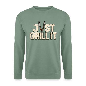 Just Grill It – Lustiges Grillmeister BBQ Motiv - Unisex Pullover - Graugrün - Vorne