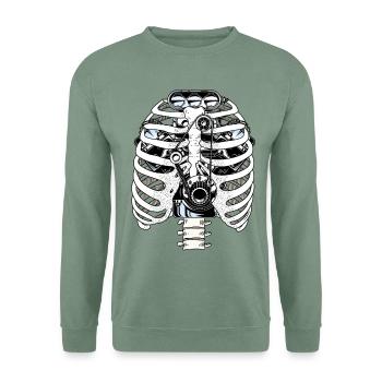 Mécanicien de voiture à moteur de cage thoracique biomécanique - Sweat-shirt Unisexe - vert-de-gris - Devant