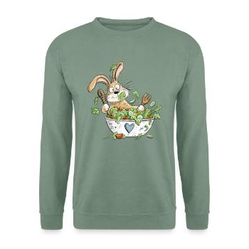 Lustiger Hase Salat Vegetarier Vegan Gemüse Humor - Unisex Pullover - Graugrün - Vorne