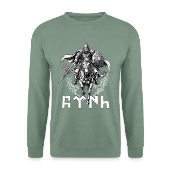 Osmanischer Akinci Krieger Türk Reiter Göktürk - Unisex Pullover - Graugrün - Vorne
