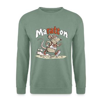 Maratton Ratte Marathon Läufer Humor Design - Unisex Pullover - Graugrün - Vorne