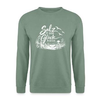 Salz im Haar Glück im Herzen - Unisex Pullover - Graugrün - Vorne