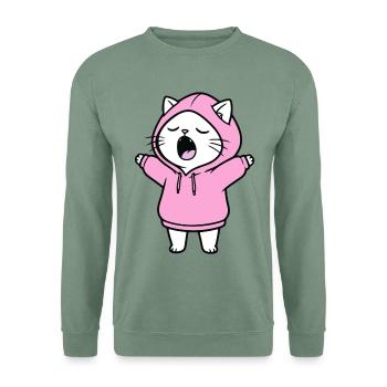 Chat en sweat à capuche - Sweat-shirt Unisexe - vert-de-gris - Devant