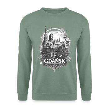 Danzig Skyline – Stolz & Elegant in S/W - Unisex Pullover - Graugrün - Vorne