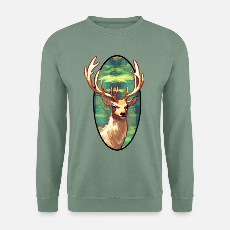 Junger Hirsch - Unisex Pullover - Graugrün