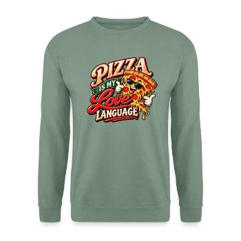 Pizza ist meine Liebessprache – lustiger Pizzaliebhaber - Unisex Pullover - Graugrün - Vorne