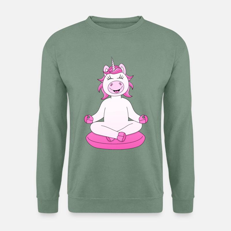 Einhorn Yoga Meditation  - Unisex Pullover - Graugrün
