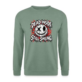 Dead Inside – Gothic Smiley - Unisex Pullover - Graugrün - Vorne