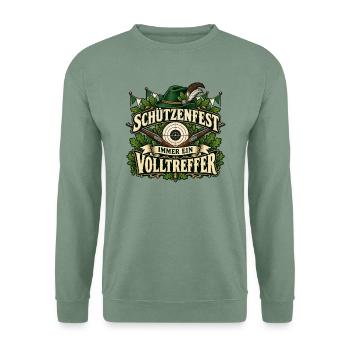Schützenfest – Immer ein Volltreffer - Unisex Pullover - Graugrün - Vorne