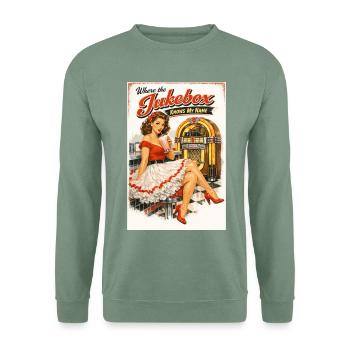Pin-up de diner des années 50 : Où le juke-box - Sweat-shirt Unisexe - vert-de-gris - Devant