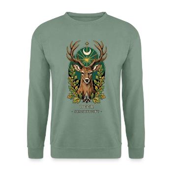 TOTEM-Hirschempfindlichkeit - Unisex Pullover - Graugrün - Vorne