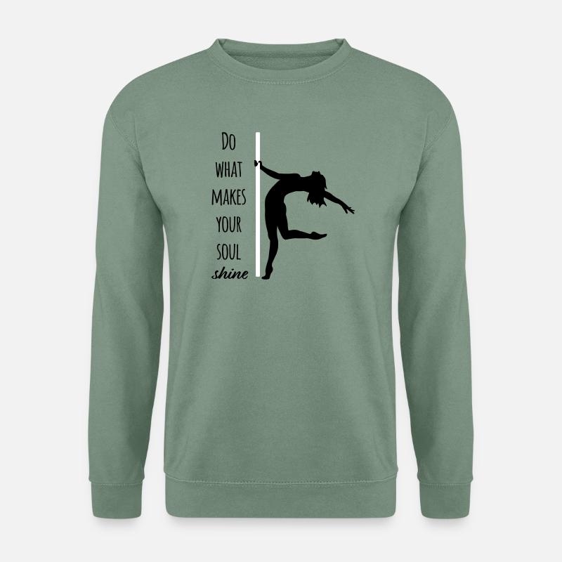 Soul Shine Poledance Silhouette mit Zitat - Unisex Pullover - Graugrün