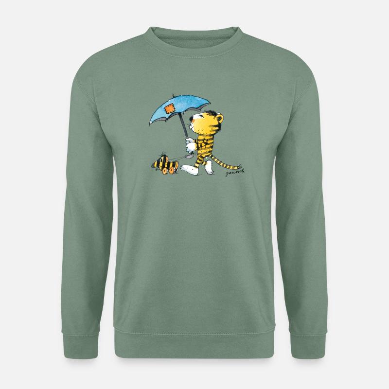 Janosch Kleiner Tiger & Tigerente Mit Schirm - Unisex Pullover - Graugrün