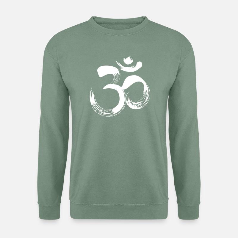 Yoga OM sanskrit weiß - Unisex Pullover - Graugrün
