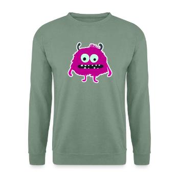 Purple Furry Monster | Cute Silly Creature  - Unisex Sweatshirt - steel green - Front
