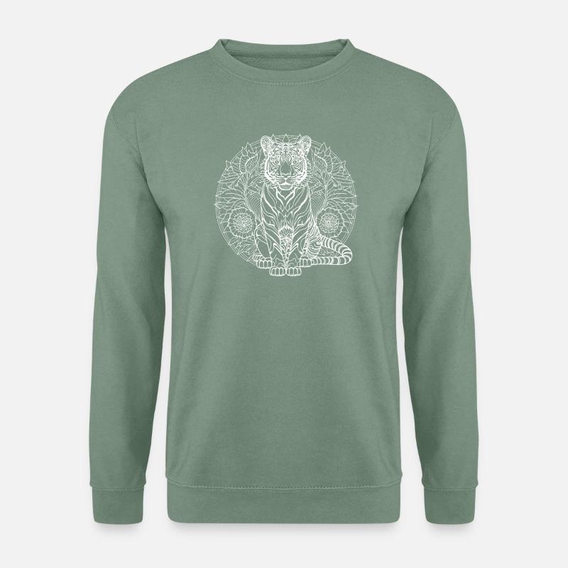 Tiger Mandala - Unisex Pullover - Graugrün