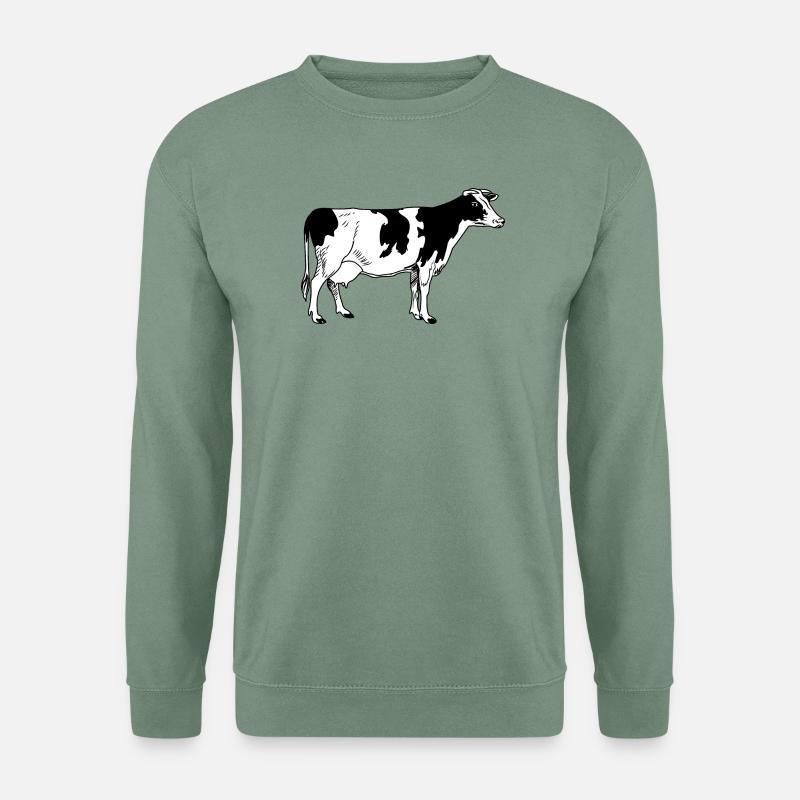 Kuhbild kümmert sich um die Vorderseite - Unisex Pullover - Graugrün