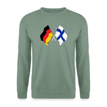 Deux drapeaux croisés de l’Allemagne, drapeau de la Finlande - Sweat-shirt Unisexe - vert-de-gris - Devant
