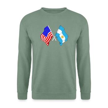 Drapeau des États-Unis et drapeau de l’Argentine - Sweat-shirt Unisexe - vert-de-gris - Devant