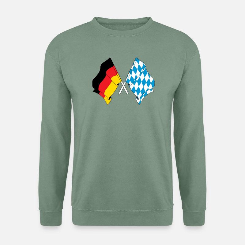 Flagge Deutschland, Bayern - Unisex Pullover - Graugrün