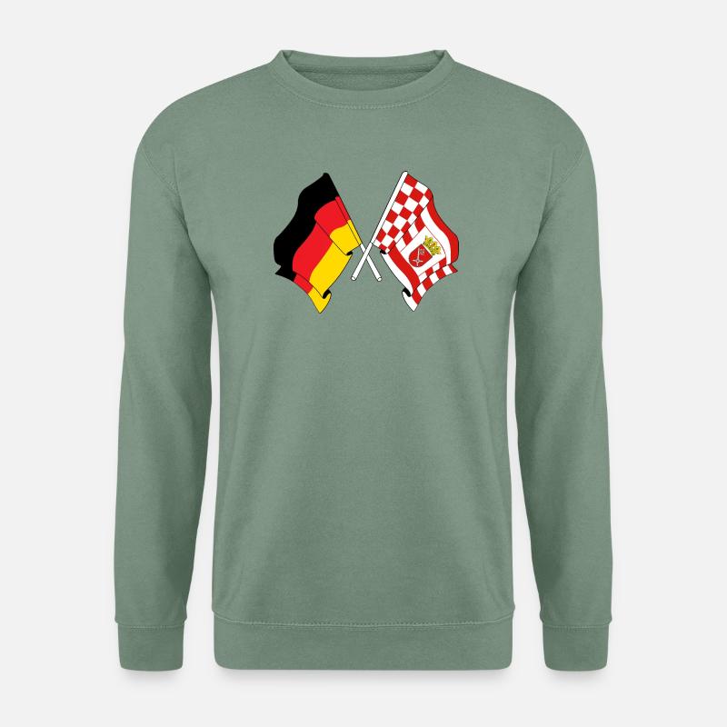 Flagge Deutschland, Bremen - Unisex Pullover - Graugrün