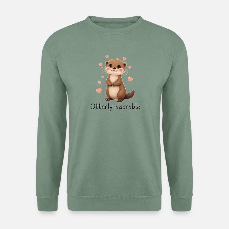 Otterly Adorable Blushing Otter - Unisex Pullover - Graugrün