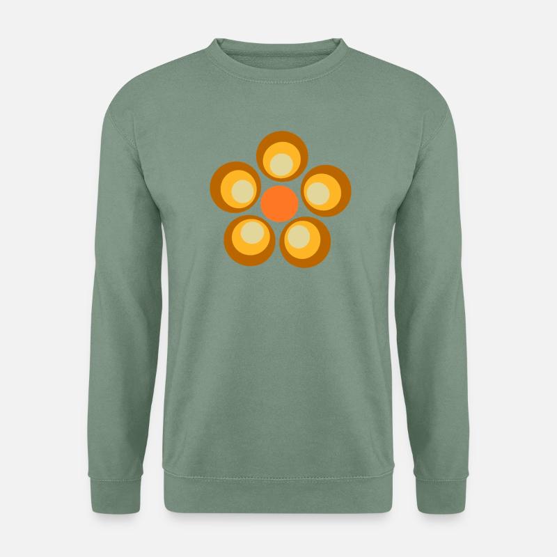 70er Jahre Blume Muster Retro Hippie Flowers Power - Unisex Pullover - Graugrün