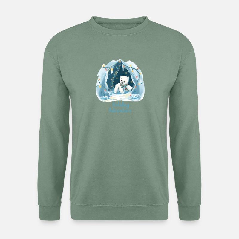 Süßer Weihnachts Eisbär – Holiday Adventure - Unisex Pullover - Graugrün