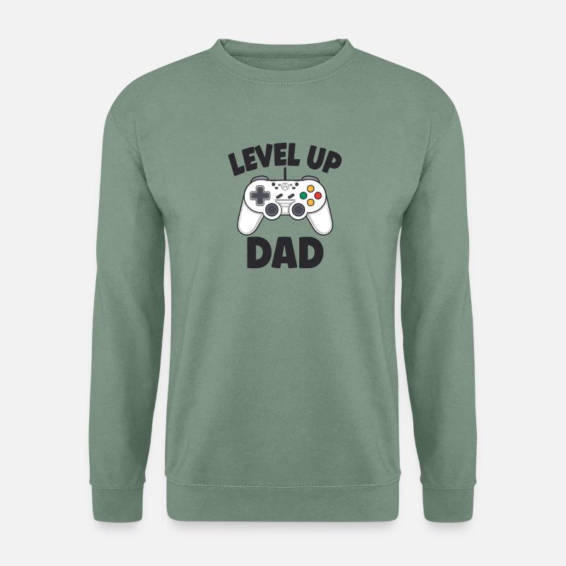 Level Up Dad – Weihnachts Gamer Geschenk - Unisex Pullover - Graugrün