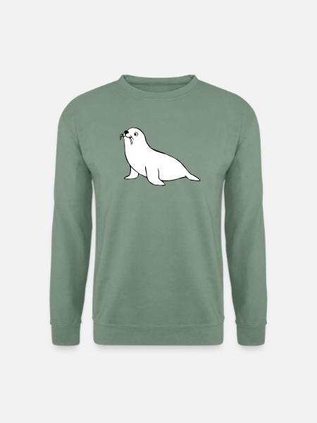 Seehund Robben T-shirt Geschenk Norddeutschland - Unisex Pullover - Graugrün