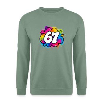 Six Seven - 67 - Typo - Meme - Basketball - 6-7 - Unisex Pullover - Graugrün - Vorne