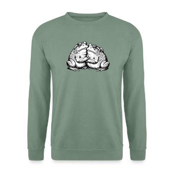 Verliebte Kröten – Ein lustiges Paar Frösche - Unisex Pullover - Graugrün - Vorne