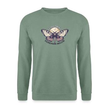 Mottensterne über Dunkelheit unten - Unisex Pullover - Graugrün - Vorne