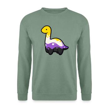 Hugadino – Pride-Lonk, nicht-binär - Unisex Pullover - Graugrün - Vorne