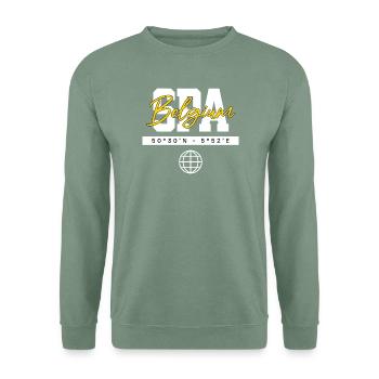 Spa Belgien Koordinaten Reise Souvenir Streetwear - Unisex Pullover - Graugrün - Vorne