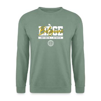 Lüttich Belgien Koordinaten Reise Souvenir - Unisex Pullover - Graugrün - Vorne