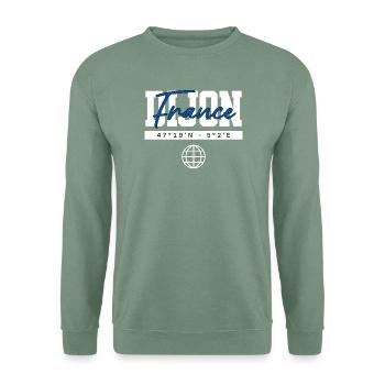 Dijon Frankreich Koordinaten Reise Souvenir - Unisex Pullover - Graugrün - Vorne