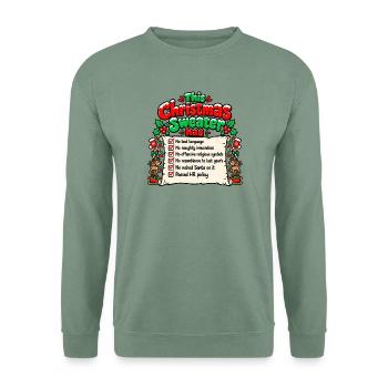 Lustiger Weihnachtspullover – Vollständig genehmigt - Unisex Pullover - Graugrün - Vorne