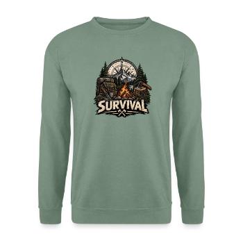 Survival Campfire Trek: Mountain Compass - Unisex Pullover - Graugrün - Vorne