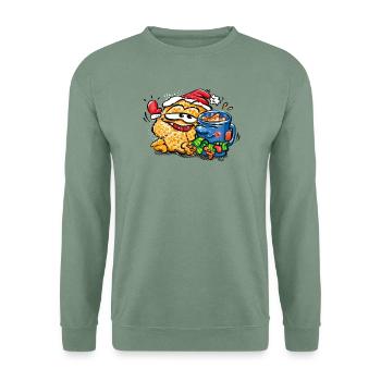 Waffel und Kakao - Unisex Pullover - Graugrün - Vorne