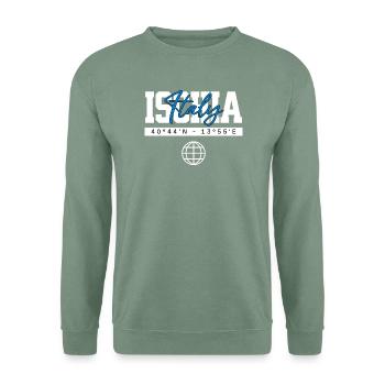Ischia Italien Koordinaten Reise Souvenir - Unisex Pullover - Graugrün - Vorne