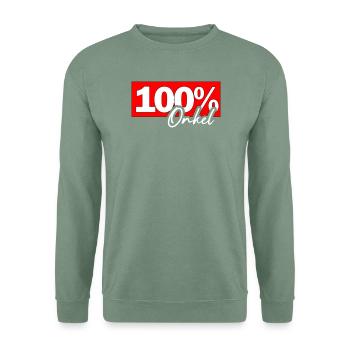 100% Onkel – roter Layout-Print - Unisex Pullover - Graugrün - Vorne