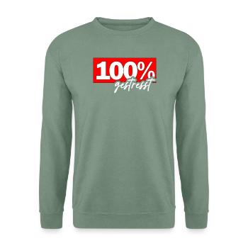 100% gestresst - Unisex Pullover - Graugrün - Vorne