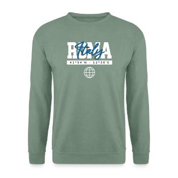 Rom Italien Koordinaten Reise Souvenir - Unisex Pullover - Graugrün - Vorne