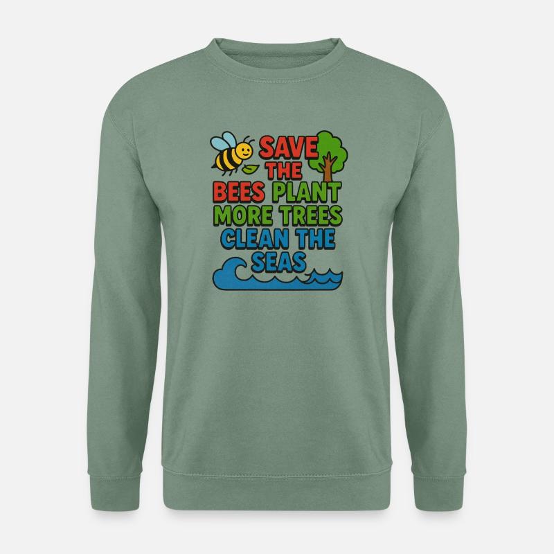 Illustration zur Umweltschutzerhaltung - Unisex Pullover - Graugrün