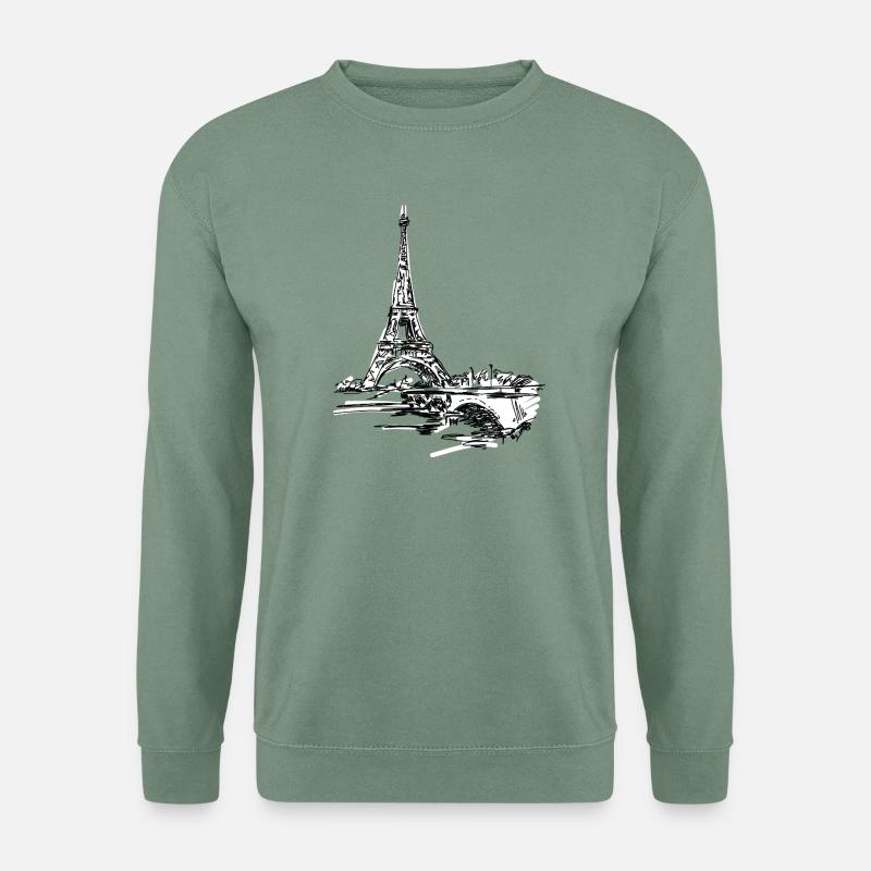 Paris Skyline: Sketchy Eiffel Tower - Unisex Sweatshirt - steel green